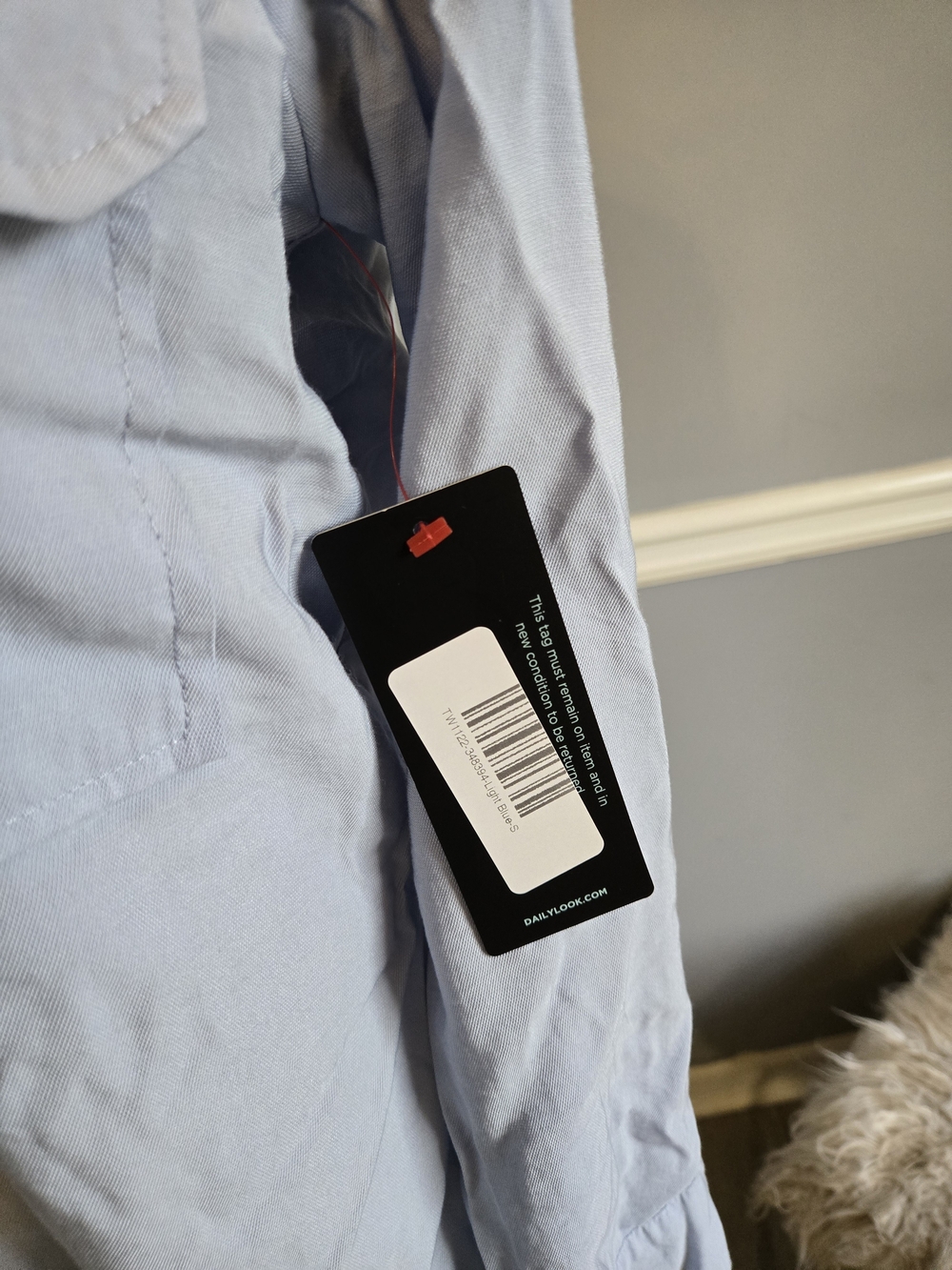 Light Blue Men’s Utility Button-Up Shirt Jacket - Picture 4 of 5